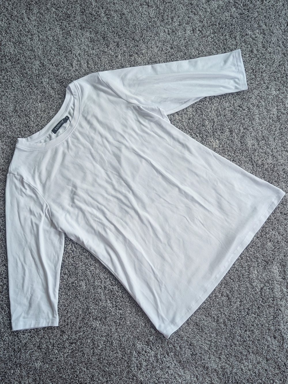 Eadinve White 3/4 Sleeve Crewneck Tee - Classic Fit